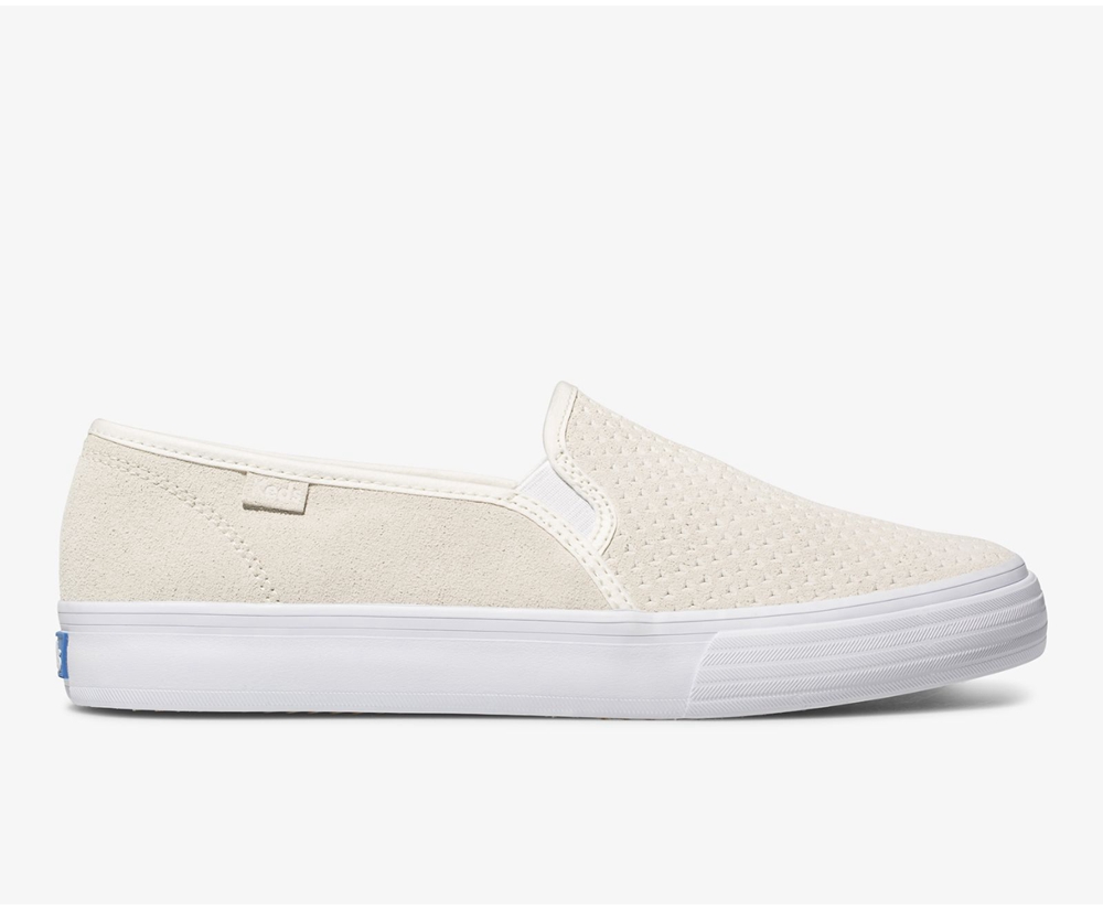 Slip Ons Keds Femme Blanche - Double Decker Suede - 402-INCMXO